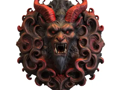 Demon Skulls Collection  Gothic Horror Low-poly 3D model