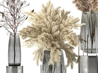 Bouquet of dried flowers in a vase 103 3D model