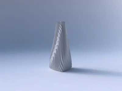 Vase puffy tipped triangle with wavy extruded lines 3 3D print model