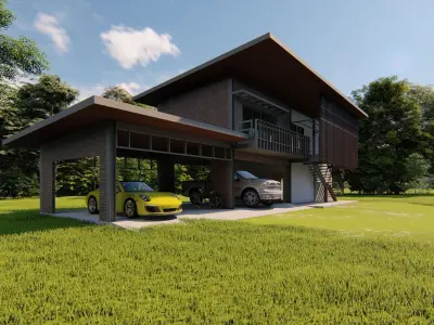 Forest villa-Casa Scene-Modern Villa 3D model