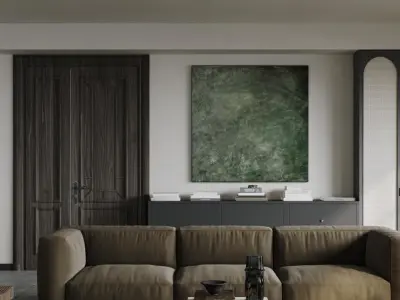 Retro style interior scene 3D model