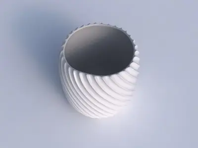 Bowl cylindrical with extruded vertical lines 2 3D print model