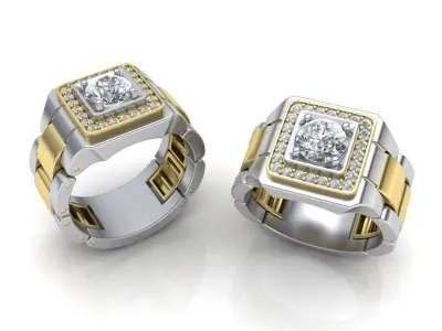 Signet Men ring  Watches design ring  printable 3d model N0304  3D print model