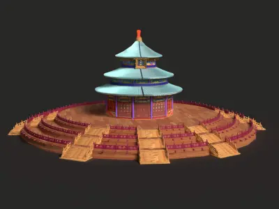 Chinese palace temple of heaven   Low-poly 3D model