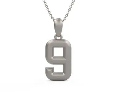 Model 1165 Number 9 Necklace Curved 3D print model