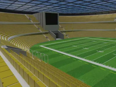 American Football Stadium - Yellow Low-poly 3D model