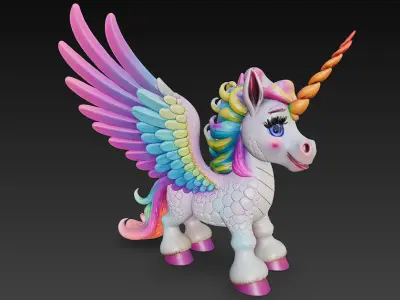 Unicorn Realistic 3D Model Basic - Low Poly Realistic Low-poly 3D model