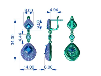  Elegance luxury drop earring ZMY ER 03 3D print model