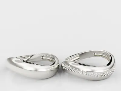 Wave ring and Wave ring with diamond 3D Model Pack