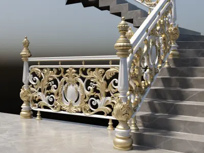 Staircase railings 3 Low-poly 3D model