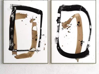 Plaster Two Photo Frame 65 Low-poly 3D model