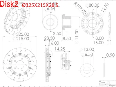 12 Models of disk brake 3D model