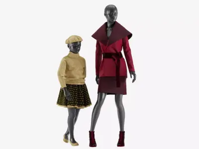 Woman And Kid Luxury Clothes 3D model