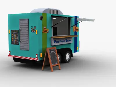 Food Truck Lowpoly Low-poly 3D model