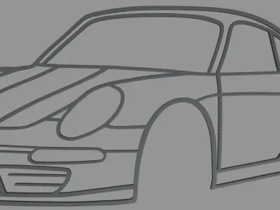 Porsche 911 2023 Perspective Wall Silhouette 3D print model