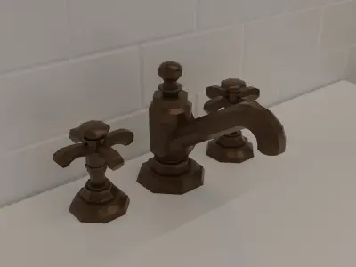 Bathroom bronze faucet Low-poly 3D model