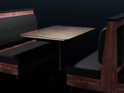 Rustic Restaurant Booth - with LODs for Game Engines Low-poly 3D model