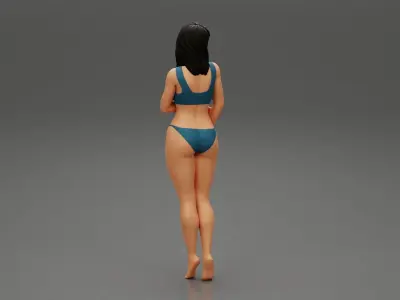 Girl in bikini standing 3D print model