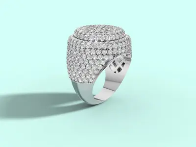silver diamond ring  3D print model