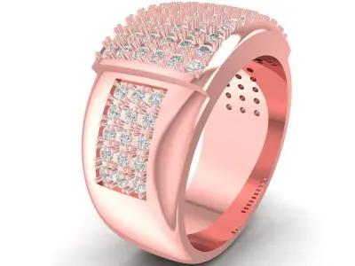 Luxury Wide Pave Rectangle Top Ring for Men Women  2843 3D print model