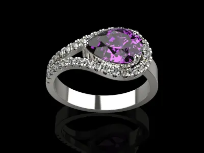 Pear Cut Ring With Diamonds N69 3D print model