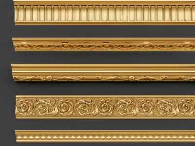 Classic carvings moldings and gypsum cornice 10 3D model