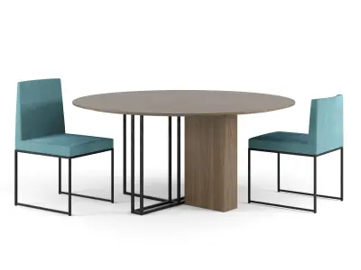 MERIDIANI Plinto Round Table and Rider Chairs 3D model