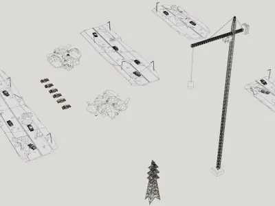 Post Apocalyptic destroyed skyscrapers Pack 3D model