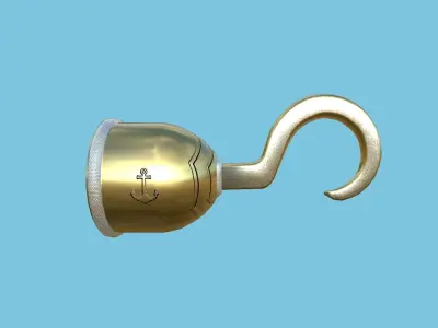 Pirate Hook A4 - Golden Luxury - Character Design Fashion Low-poly 3D model