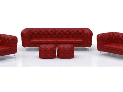 Neoclassical sofa set Low-poly 3D model