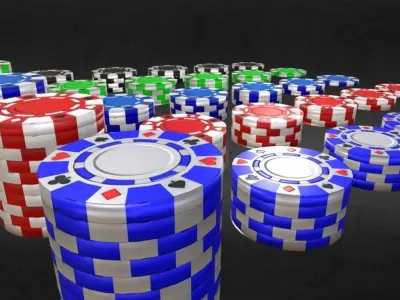 Poker Chip Set Low-poly 3D model