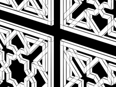 Arabic Islamic pattern decorative gold plaster 3D model