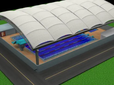 3d model car swimming pool with roof 3D model