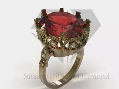Ancient Golden Crown printable Ring model jr00331 3D print model