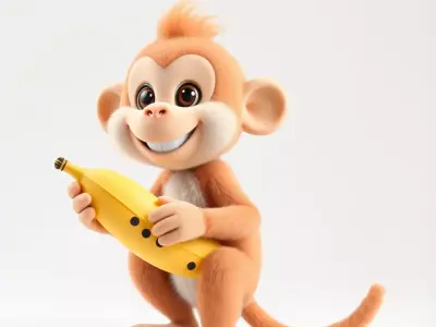 Playful Monkey Toy model pack Low-poly 3D model