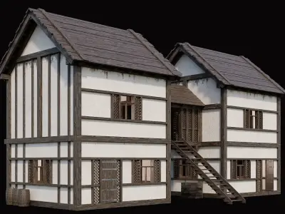 Medieval Village Pack 8 - 4 Assets - 4K Textures Game Ready Low-poly 3D model