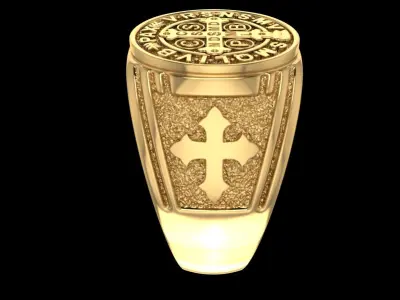 Anel Sao bento religioso 3D print model