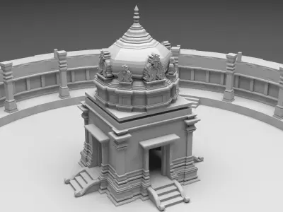 Circular shiva temple with 64 gods around 3D model