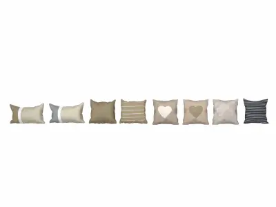 Neutral Linen Pillow Collection 3D model