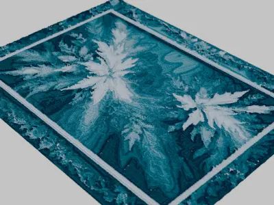 4K Embroidered artwork carpet with white and blue flowers Low-poly 3D model