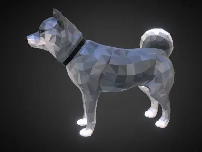 Dog Grey Low Polygon Art Low-poly 3D model