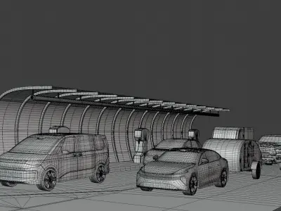 EV charging station VII 3D model