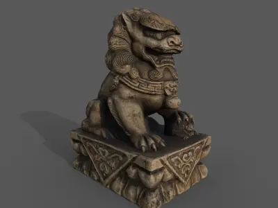 Chinese guardian lion Low-poly 3D model
