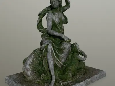 statue 2 of woman holding child Low-poly 3D model