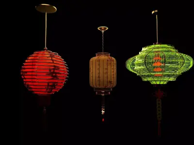 Chinese  red  lantern  Low-poly 3D model purchase