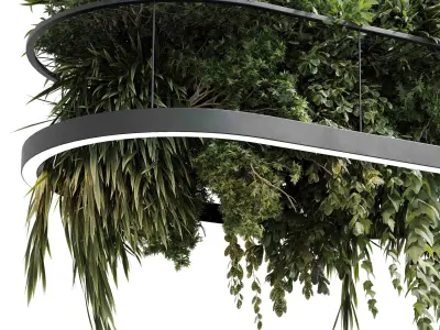 Rectangle pot light pendant - plant light hanging 19 3D model