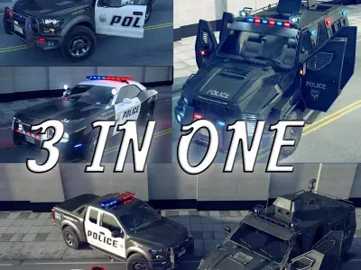 3 Police Car - Rigged 3D model