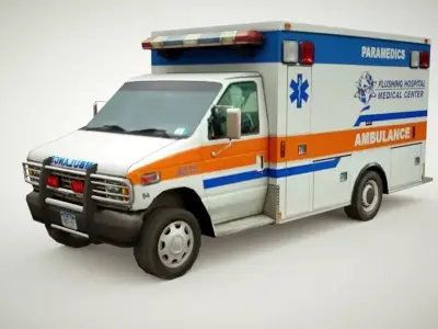 Ambulance v7 old style Low-poly 3D model