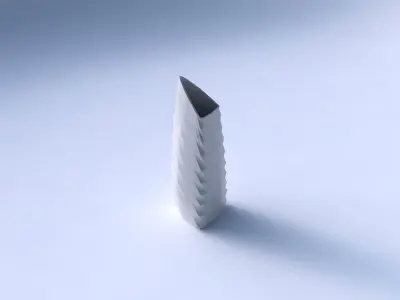 Vase tipped triangle with secions and twisted lines 3D print model