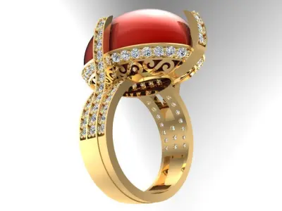 Gemstone Rings - Oval stone ring - Womens Rings 3D print model